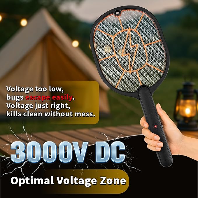 Electric Fly Swatter 2 Pack (Black & Gray), High-Voltage Bug Zapper Racket for Mosquitoes & Flies, Safe Protective Mesh, Indoor/Outdoor AA Batteries Required, Not Included