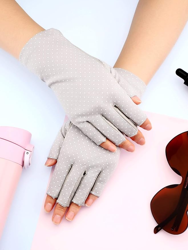Maxdot Sun Gloves for Women UV Protection Fingerless Non Slip Sunscreen Driving Gloves for Summer Outdoor