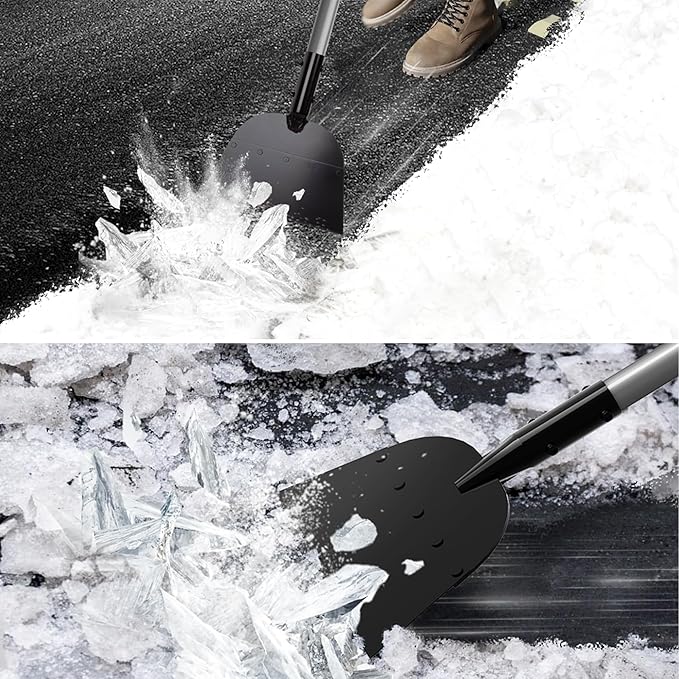 Walensee Metal Snow Shovel 54”, Heavy Duty Floor Scraper & Ice Scraper, Flat Shovel for Driveway Sidewalk Garden Deck, Manual Push Plow for Snow Ice & Weed Removal, Back-Friendly Tool for Seniors