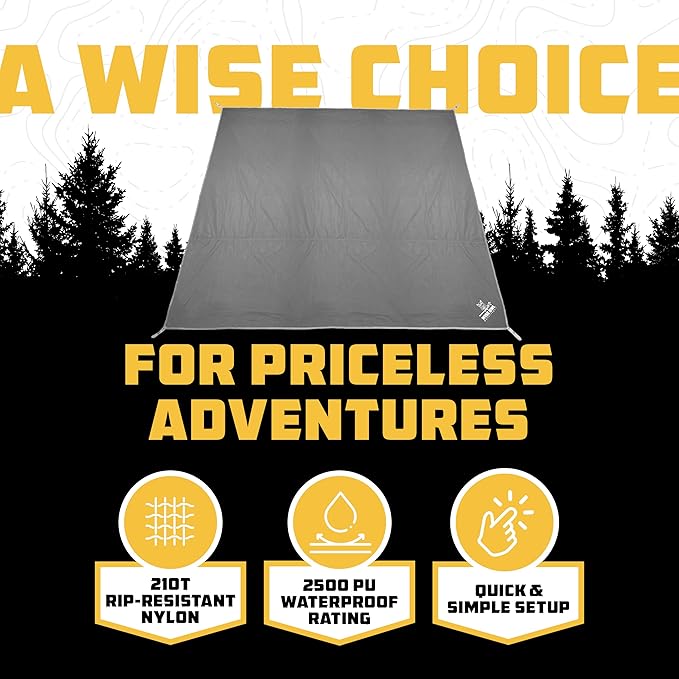 Wise Owl Outfitters Camping Tarp – Waterproof Ultralight Ground Sheet, Tent Footprint & Tent Accessories for Campers, Backpackers, Hammocks & Outdoor Adventure Gear