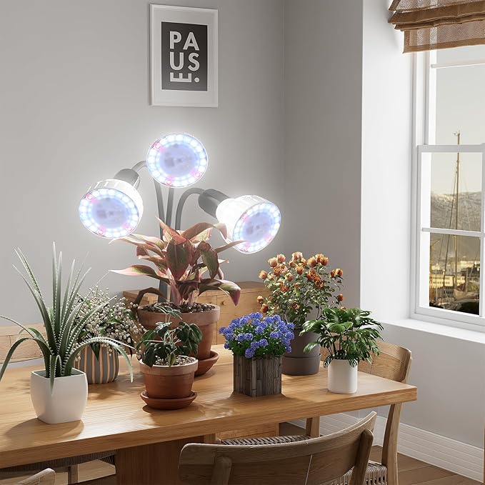 GooingTop Grow Light,36W (240Watts Equiv) 5000K White Full Spectrum LED Growing Lamp Clip on Desk for Indoor Plants,Bulbs Replaceable & Non-dimmable