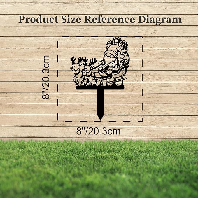 Magilab Personalized Iron Yard Stake - Christmas Cute Gnome Dwarves Decor, 8-Inch Black Metal Garden Sign for Outdoor (Style M)