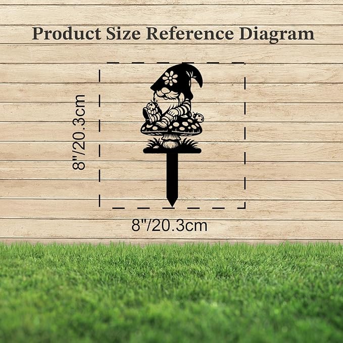 Magilab Personalized Iron Yard Stake - Christmas Cute Gnome Dwarves Decor, 8-Inch Black Metal Garden Sign for Outdoor (Style G)