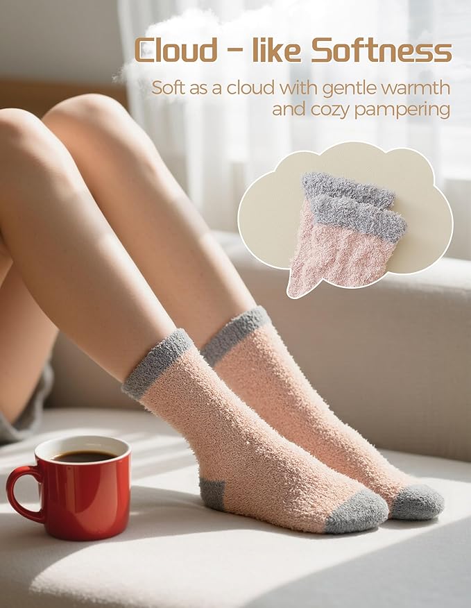 TEHOOK Warm & Cozy Valentines Gifts for Women, Fluffy Fuzzy Plush Sleeping Slipper Socks - Soft Warm Fabric