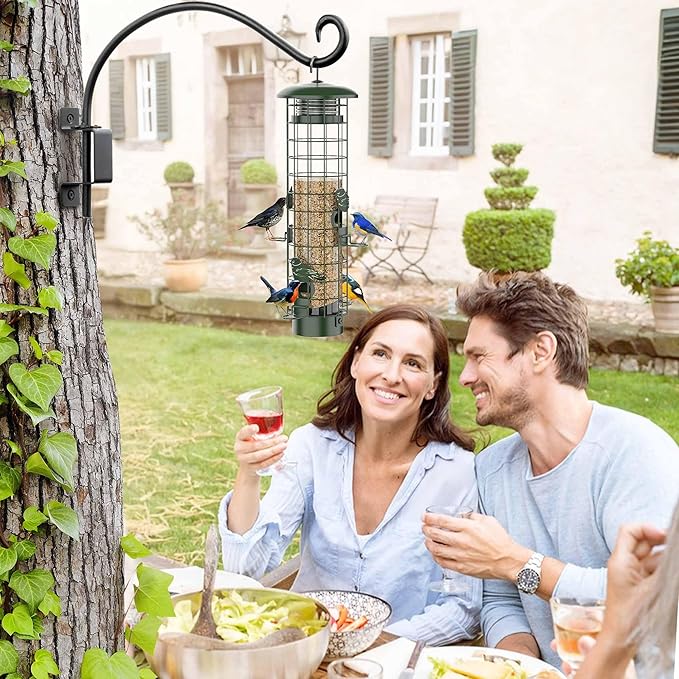Qiang Ni Plant Hanger Outdoor: 22 Inch Bird Feeder Bracket for Garden Patio Decor - Swivel Adjustable Wall Mount Plant Hook for Hanging Flower Baskets