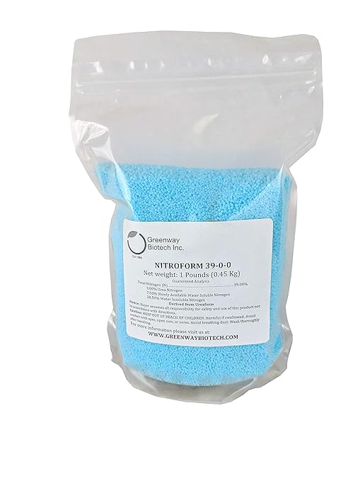 Greenway Biotech Nitroform 39-0-0 Slow Release Nitrogen Fertilizer - Contains Urea & Water Soluble Nitrogen for Healthy Plants & Lawn Growth (1 Pound)