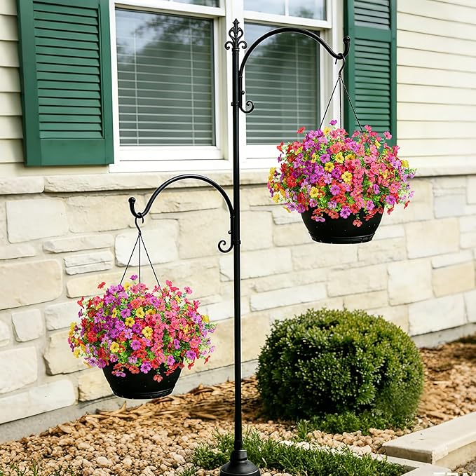 Hrobek Fake Flowers for Outdoors Faux Plants Outside Indoor,UV Resistant Realistic Silk Artificial Daisy for Home Patio Garden Back Yard Front Poch Decor Spring Summer(12 Bunches,4 Multi Colors)