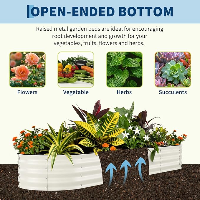 2 Pack Galvanized Raised Garden Beds - 8x2x1.5ft Planter Box for Vegetables, Flowers, Rust-Resistant Garden Box, Easy Assembly Raised Beds, Durable Planters for Outdoor Plants, Beige