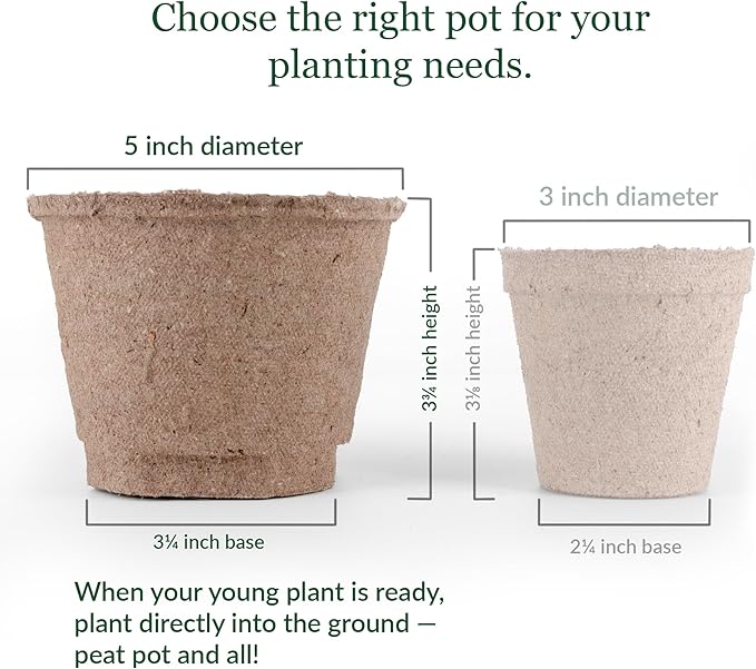 Jiffy Plant Pot - Organic Seed Starting, Biodegradable Pots for Seedlings - 5 in, 100 Pots - Peat