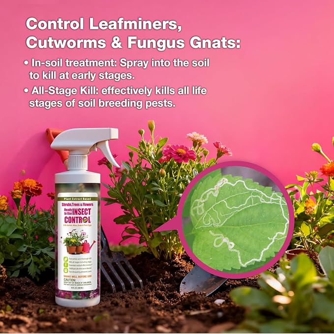 EcoVenger Plant Insect Spray 16 OZ by EcoRaider, Kills Aphids, Mealybugs, Red Spider Mites, Armyworms All Stages Larvae and Eggs, Gnat Spray for Indoor Plants, Non-Toxic, Child & Pet Safe