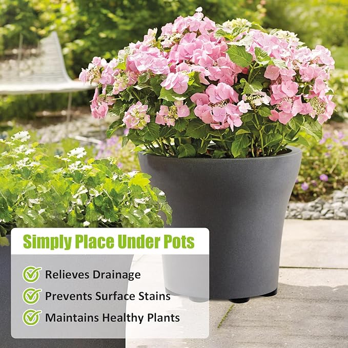 24 Pack Invisible Pot Feet with Enhanced Non-Slip Surface Grip Plant Pots and Flowers, Solid Rubber Pots Risers, Pot Lifters for Indoor or Outdoor Planters