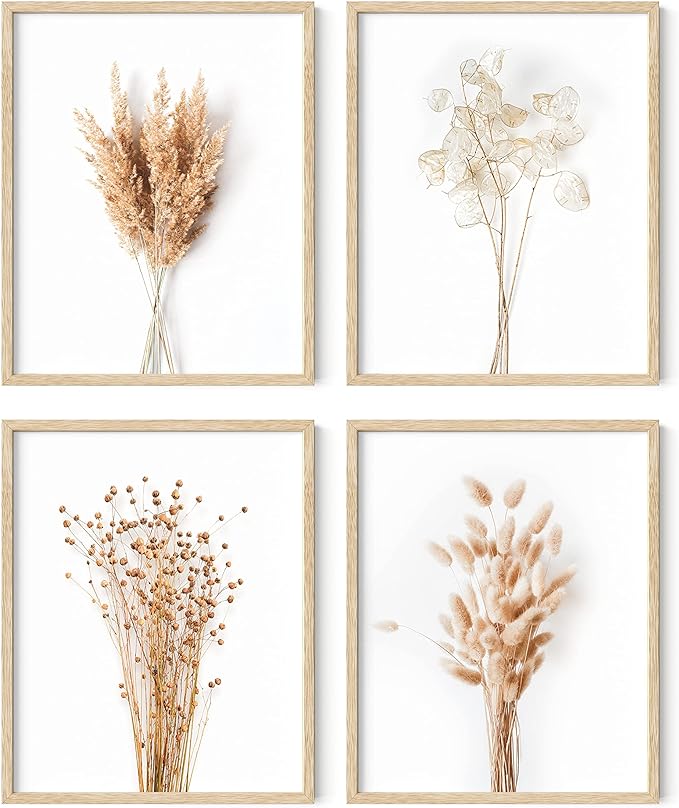HAUS AND HUES Brown Plant Set of 4-16x20 Framed Beige