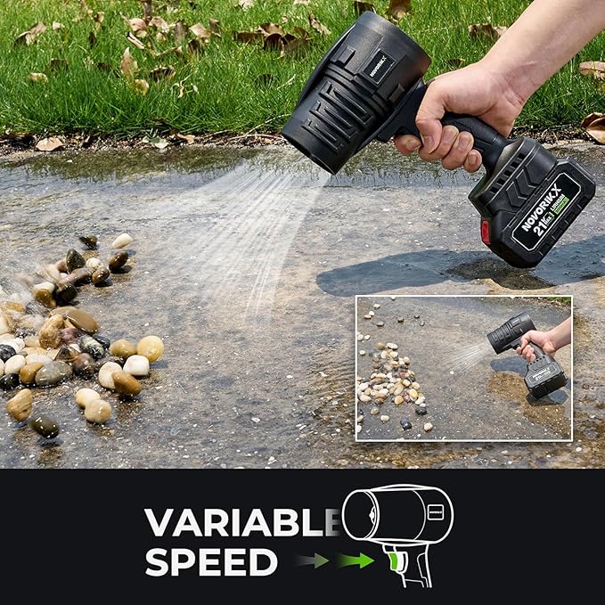20V Handheld Electric Cordless Leaf Blower 30,000 RPM Includes 2 * 3Ah Batteries & Fast Charger, Lightweight for Patio Cleaning, Lawn Care, Blowing Leaves & Dust - Black