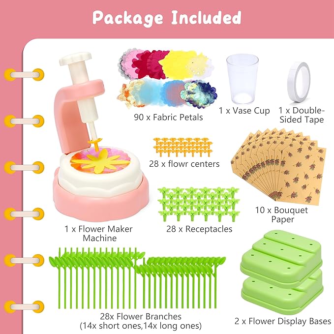 Aboofx Fabric Flower Making Kit for Girls Advent Calendar 2025, 20 Day Christmas Countdown Calendar Flower Craft Kit Toy for Kids and Toddler, Christmas Flower Bouquet Craft Toys Gifts for Girls Boys