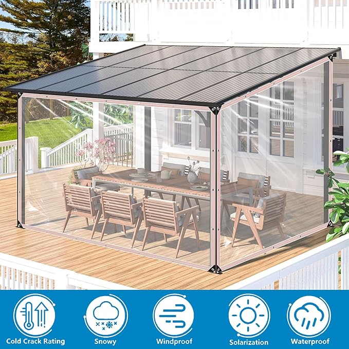 Clear Tarps Heavy Duty Waterproof,Clear Plastic Tarp with Grommets,Transparent PVC Vinyl Tarpaulin for Outdoor,Plant,Garden,Chicken Coop,Patio,Cat Litter (White, 6x12FT)