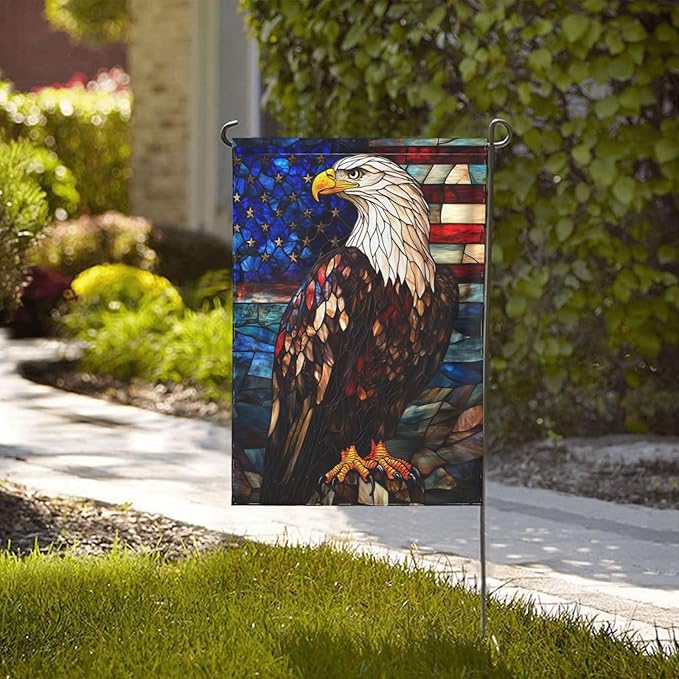 Glass Print Garden Flag 12x18 Inch Double Sided All-Weather Polyester Outdoor Flag For Patio Lawn Yard And Garden Welcome Decor