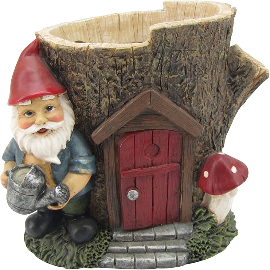 Comfy Hour Seed Soil and Yard Collection Resin Garden Gnome's House Flower Jar Dwarf Figurine, Planter
