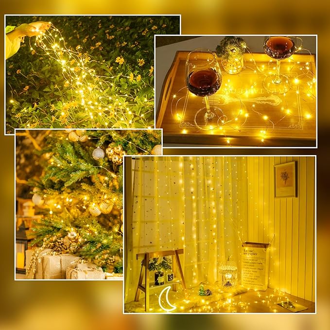 6-Pack Fairy Lights Battery Operated with Timer, Waterproof 16FT 50 LED String Lights Indoor Outdoor, Cuttable Starry Fairy Lights for Christmas Home Bedroom Wedding DIY Centerpiece Decor (Warm White)