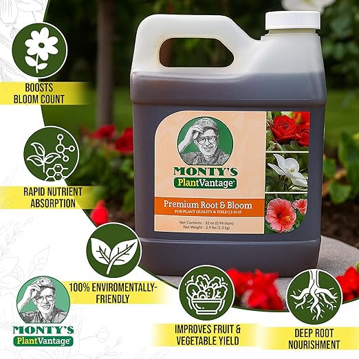 PlantVantage Root & Bloom Liquid Fertilizer - Concentrated Liquid Plant Fertilizer for Strong Roots & Bigger Blooms, Plant Food for Trees, Flowers & Vegetables, Soil or Foliar Application, 32 oz