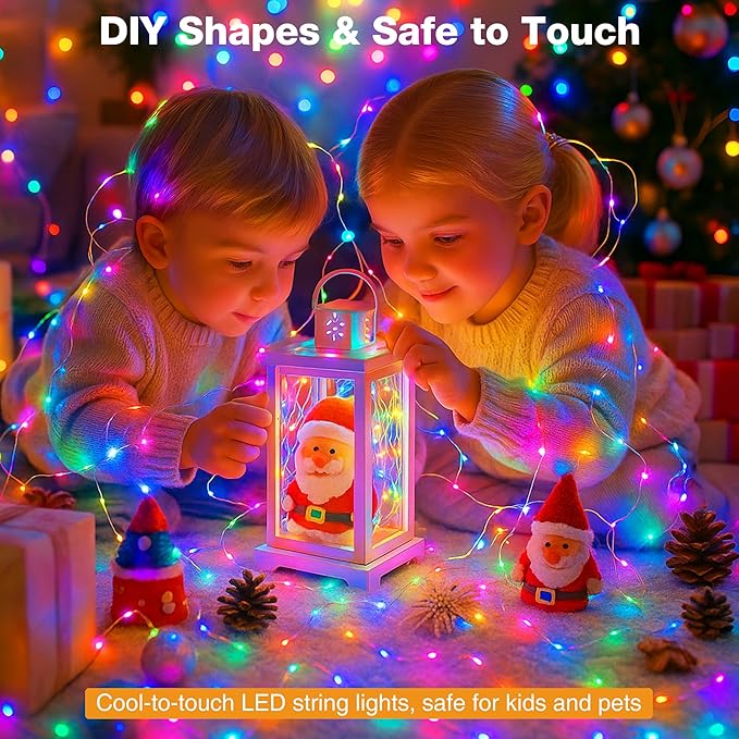 3 Pack 16FT 50 LED Fairy Lights Battery Operated with Timer, 8 Modes USB Mini Twinkle Light, Small String Lights for Christmas Tree Wreath Vase Bedroom DIY Wedding Decorations-Multi-Colored