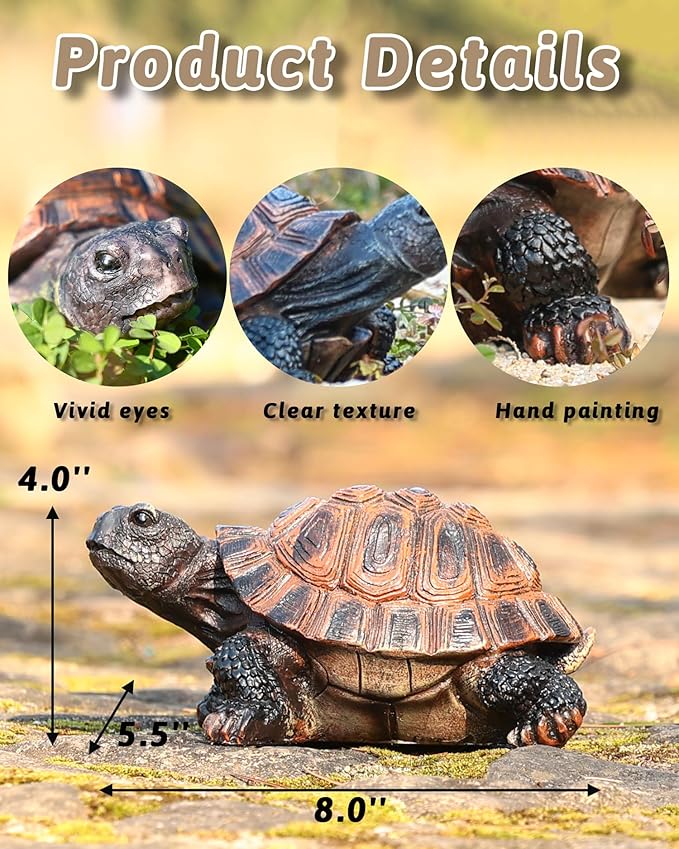 Sdeetesamjun Turtle Statue, Resin Garden Sculpture Indoor/Outdoor Yard Lawn Ornament,Home Decor (Medium)