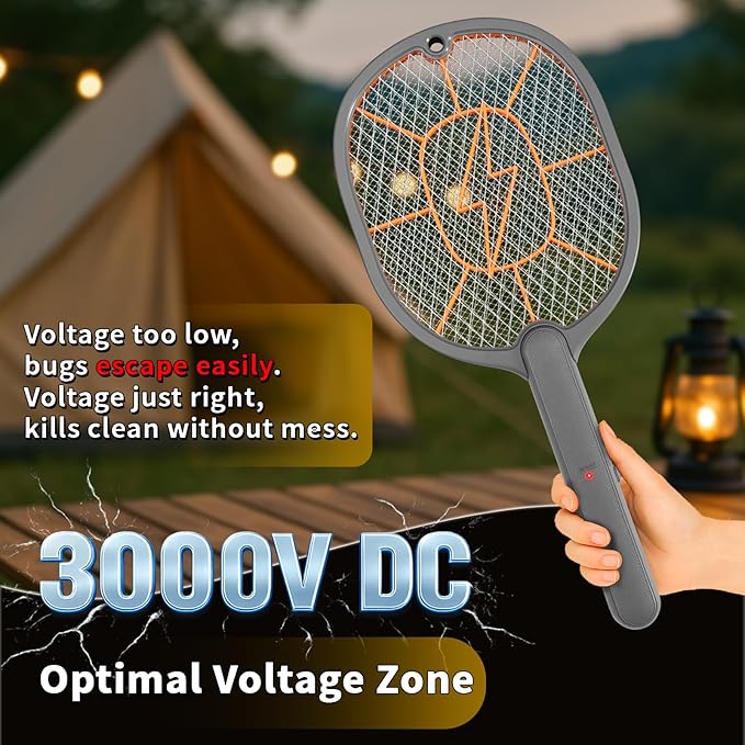 2-Pack Electric Fly Swatter – Battery Powered Mosquito & Bug Zapper Racket with Safe Mesh & Wall-Mount Design for Indoor and Outdoor Use (Black & Gray)
