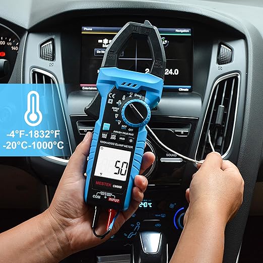 MESTEK Inrush Digital Clamp Meter, TRMS 6000 Counts Multimeter Voltage Tester with VFD & LOZ Mode, 1000A AC/DC Current Amp Meter with Resistance, Capacitance, Diodes, Continuity, Temperature, NCV