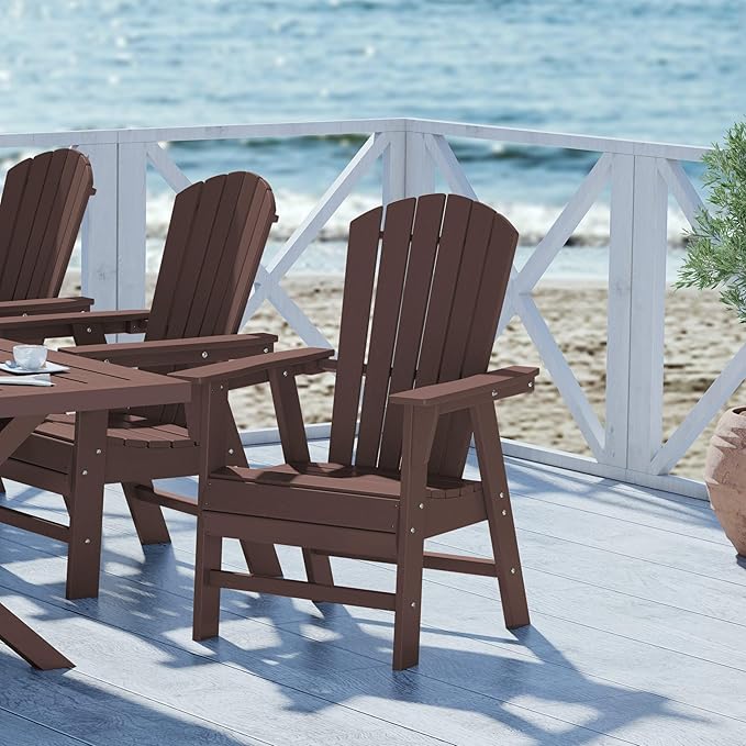 WestinTrends Dylan Dylan Outdoor Patio Shell-Back Adirondack Dining Chair Weather Resistant Dark Brown