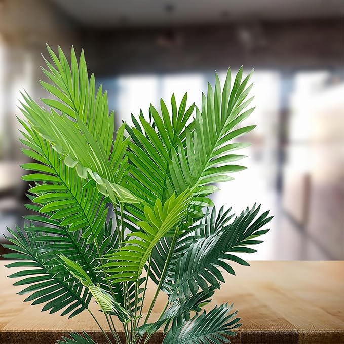 SAJANDAS Set of 2 Artificial Areca Palm Plants in Pots, 51 Inch Fake Tropical Palm Trees with Greenery Leaves and Stems, Faux Dypsis Lutescens Floor Plants for Office, Store, Garden, Home Decoration