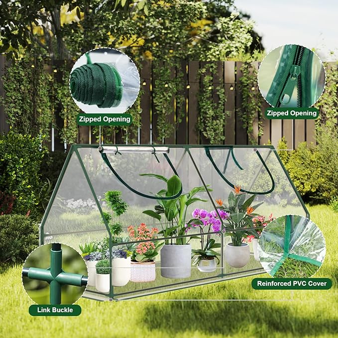 Mini Greenhouse, 47×23×23" Portable Greenhouse for Indoor Outdoor, Small Green House for Plants, Seedling, Germination (Clear, 47x23x23 inch)