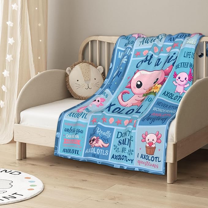 LNKRFRPA Axolotl Gifts Blanket, Axolotl Gifts for Women/Girls, Axolotls Stuff, Gift for Axolotls Lovers, Salamander Themed Gift Throw Blanket for Couch Sofa 50"x40"