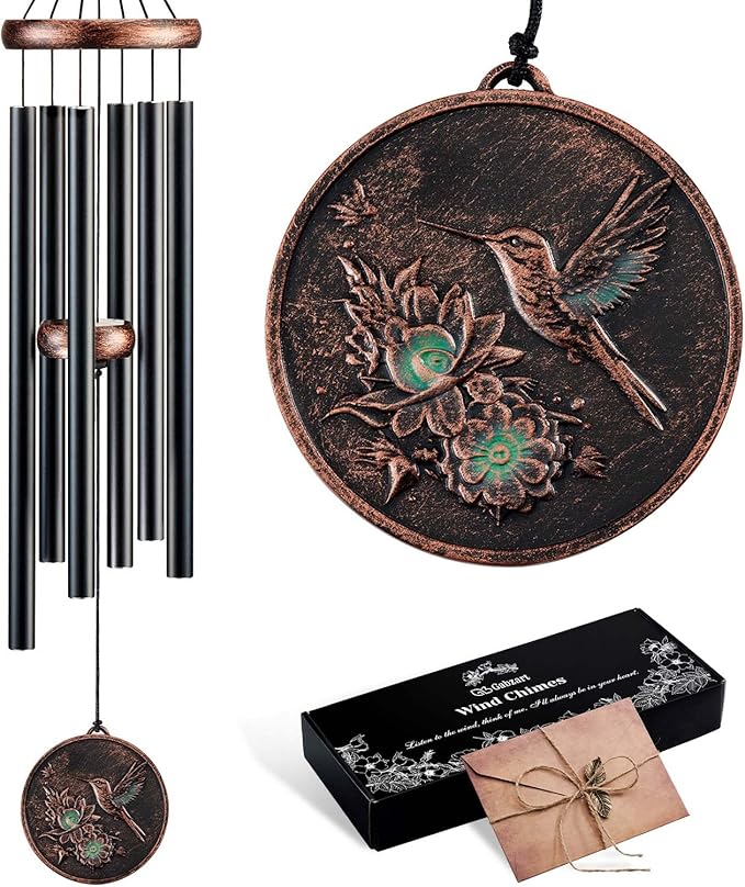 Gabzart Wind Chimes for Outside, Vintage Hummingbird Deep Tone Wind Chime Outdoor Clearance, Patio Porch Balcony Decoration, Garden Hanging Decor Gifts for Women Mom Grandma (32" Hummingbird)