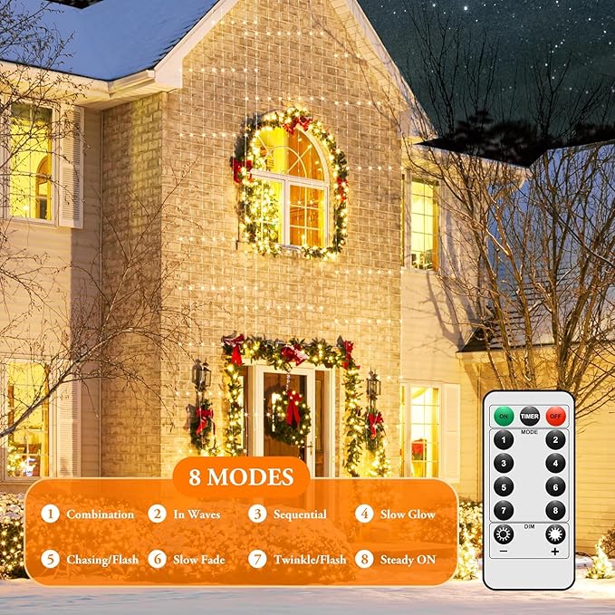 4 Pack 33FT 100 LED Fairy Lights Battery Operated with Timer & Remote, Waterproof Twinkle Lights Indoor Outdoor, 8 Modes Fairy String Lights for Bedroom Classroom DIY Wedding Decorations,Warm White