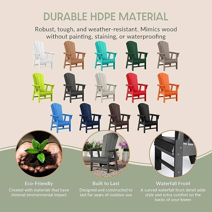 WestinTrends Malibu Malibu Outdoor Patio HDPE Plastic Adirondack Dining Chair Gray