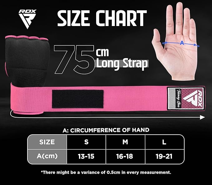 RDX Gel Boxing Hand Wraps Inner Gloves Men Women, Quick 100cm Long Wrist Straps, Elasticated Padded Fist Under Mitts Protection, Muay Thai MMA Kickboxing Martial Arts