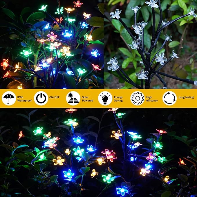 IUEECEN Solar Garden Lights Waterproof, Solar Lights Outdoor Decorative 8Pack,160Led Solar Powered Flowers Garden Decor,Fairy Light for Yard,Pathway,Outside Decorations,Gardening Gifts for Women Mom