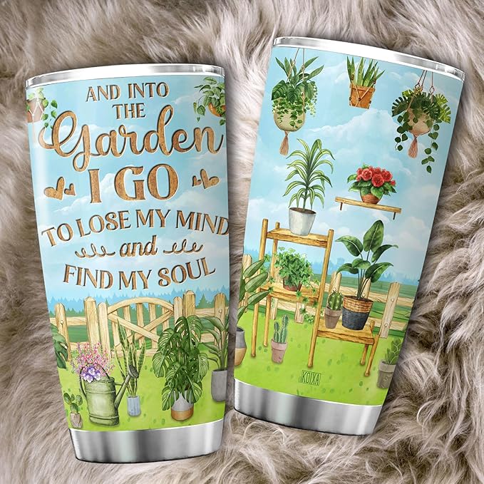 KOIXA Gardening Coffee Tumbler Birthday Gifts For Women Adults Mom Friends Girls Grandma Plant Lovers Botanic Travel Mug With Lid Insulated Cup Cold Steel Tumblers Inspirational Quotes
