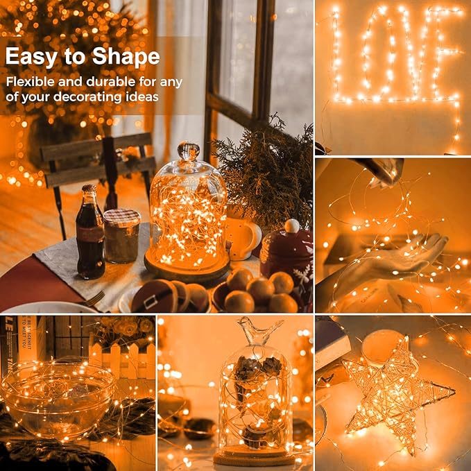 kolpop 30 Pack LED Fairy Lights Battery Operated, 7FT 20 LED Mini Twinkle String Lights Battery Powered Waterproof for Christmas Halloween Mason Jars Party (Orange)