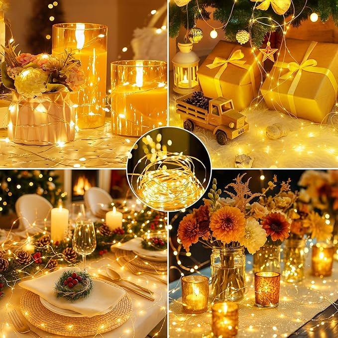 6 Pack Fairy Lights with Timer Battery Operated, 3 Modes 7ft Mini Twinkle Lights Waterproof, 20 LED Bulk String Light for Mason Jars Christmas Decoration Wedding Table Centerpieces,Warm White