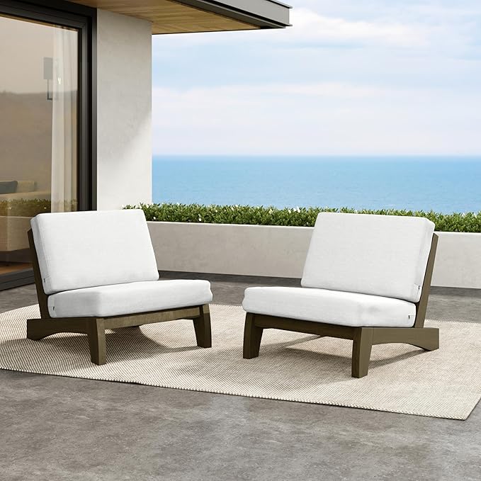 Outdoor Wood Bistro Set, Wooden Conversation Patio Table and Chairs Furniture Set for Porch Balcony Deck Backyard
