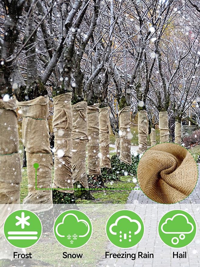 ANPHSIN 30ftx40in Natural Burlap Plant Covers Freeze Protection - Winter Frost Blankets Cloth Fabric Roll for Outdoor Bushes Trees Potted Plants Cold Weather