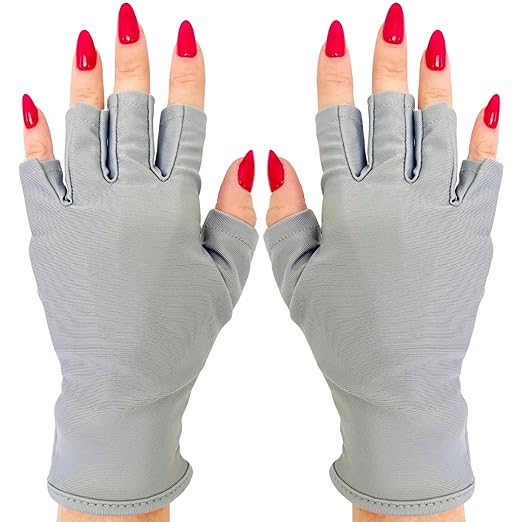 ManiGlovz -The Original Dermatologist Recommended UPF 50+ UV Protective Manicure and Sunblock Fingerless Gloves, Sun Protection, Driving and Gel Manicure Gloves in Grey