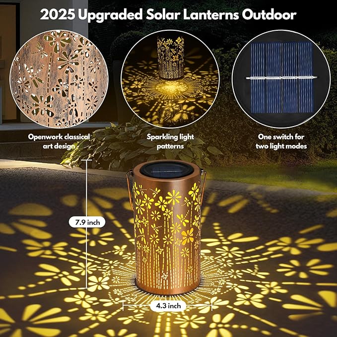 siruitong Solar Lantern Outdoor Lamp Waterproof Decorations Garden Decor, Christmas Birthday Gifts for Women, Mom, Grandma Decorative Garden, Yard, Patio, Lawn, Porch - Dragonfly