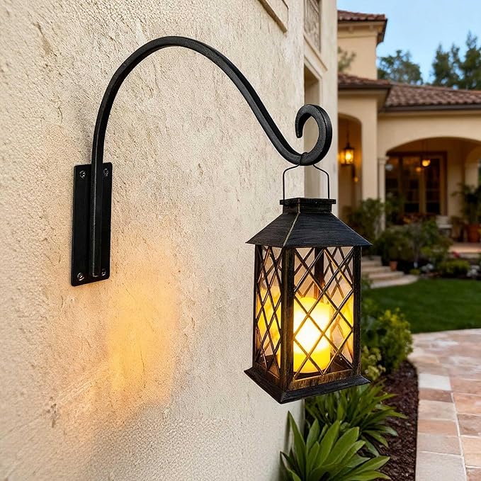 Lifyzoon Heavy Duty Plant Hanger Bracket (16"/Black), 45lbs Weight Capacity - Outdoor Hand-Forged Hanging Plant Bracket Durable and Stable Bird Feeder Hanger