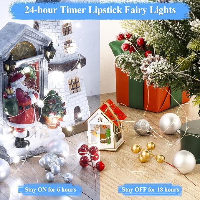 Lakumu 33FT 100LED String Twinkle Lights Rechargeable, White Fairy Lights Battery Operated with Timer & 8 Modes, Outdoor Indoor for Bedroom, Dorm, Christmas Decoration, Parties, Wedding, Centerpiece