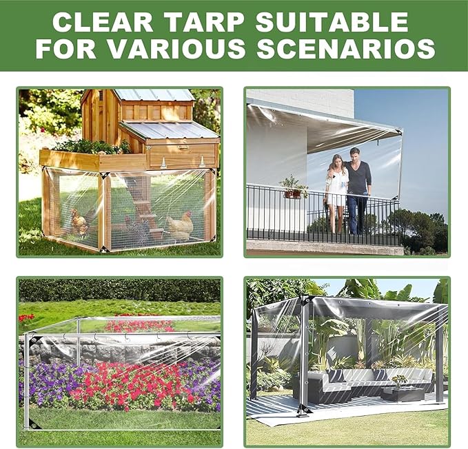 3x6ft Clear Tarp with Grommets Cover,Clear Tarpaulin Tear Waterproof Heavy Duty with Resistant PVC Vinyl Tarps,20mil Reinforced Edges Outdoor Waterproof Tarps,Greenhouse, Patio and Porch