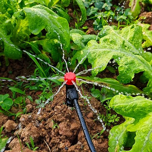 Drip Irrigation Emitters for 1/4" Drip Irrigation Tubing - Adjustable 360 Degree Water Flow Drippers on 5" Arrow Stake (25pcs Drip Emitters with Lock Barbed)