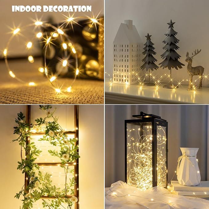 Fairy Lights Plug in,66FT 400 LEDs Waterproof Led String Lights,8 Modes Remote Twinkle Light for Bedroom Window Weddings Christmas Holiday Decoration,Silver Wire,2 Inch Led Space,Warm White