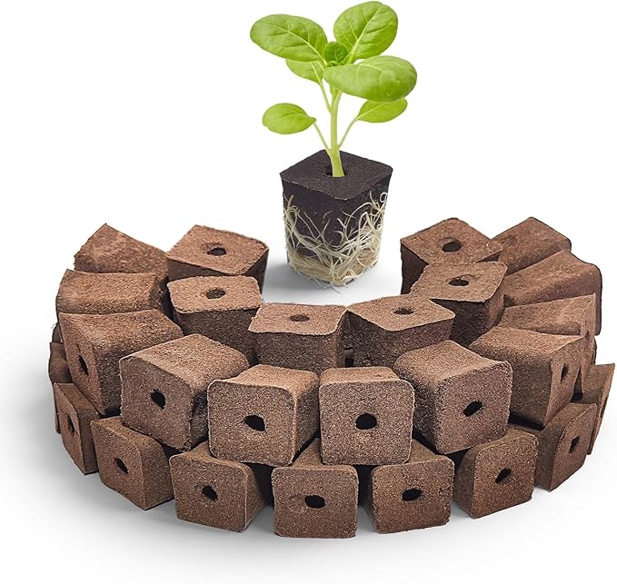 50 Pack Grow Sponges Square Sponge Replacement Part Seedling Starter Sponges for Hydroponic Indoor Garden System Cuttage Rooting Germination Kits