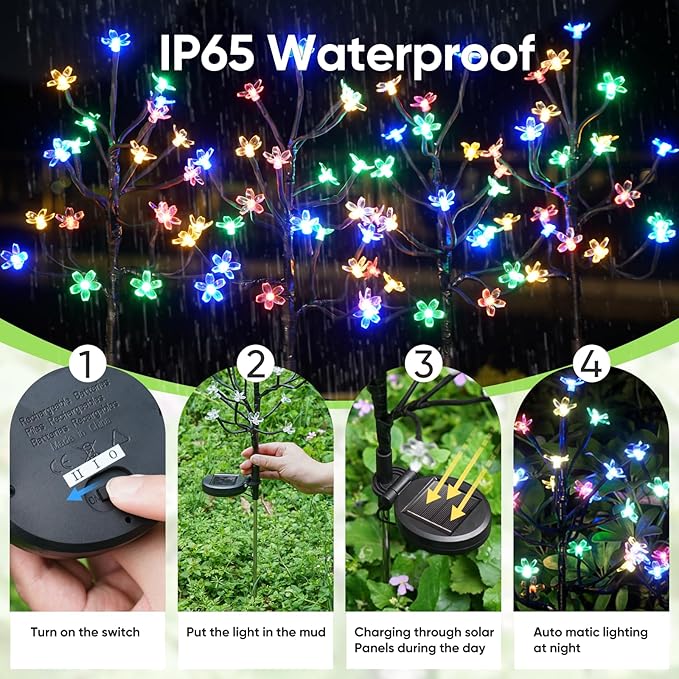 IUEECEN Solar Garden Lights Waterproof, Solar Lights Outdoor Decorative 8Pack,160Led Solar Powered Flowers Garden Decor,Fairy Light for Yard,Pathway,Outside Decorations,Gardening Gifts for Women Mom